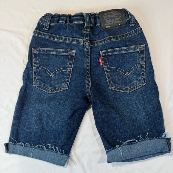 4/$15 (2 pair) Levi’s Tan Cargo Shorts & Levi’s 511 Blue Denim Shorts 4T - Picture 5 of 7